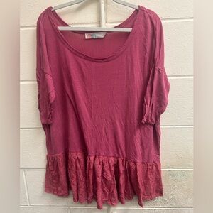 Woman’s free people beach pink m/l ruffled tshirt
